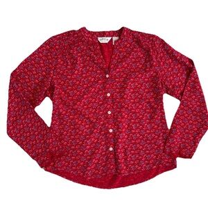 Orvis Floral Rayon Blouse Red Size Medium
